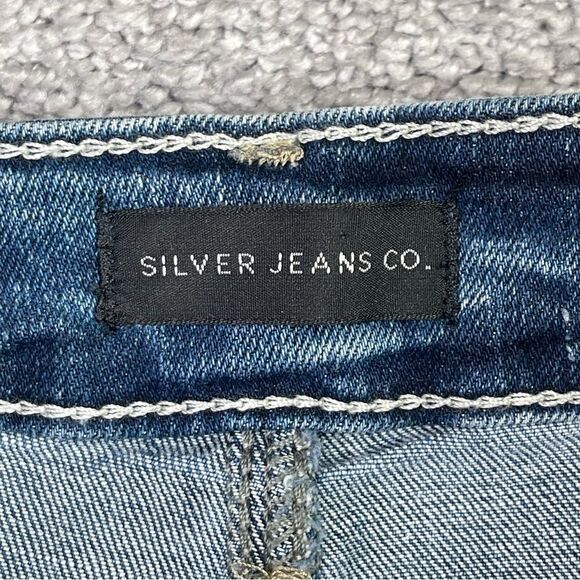 Silver Jeans Suki Shorts Women's 25 Blue Low Rise Cuffed Distressed Denim - Picture 3 of 9